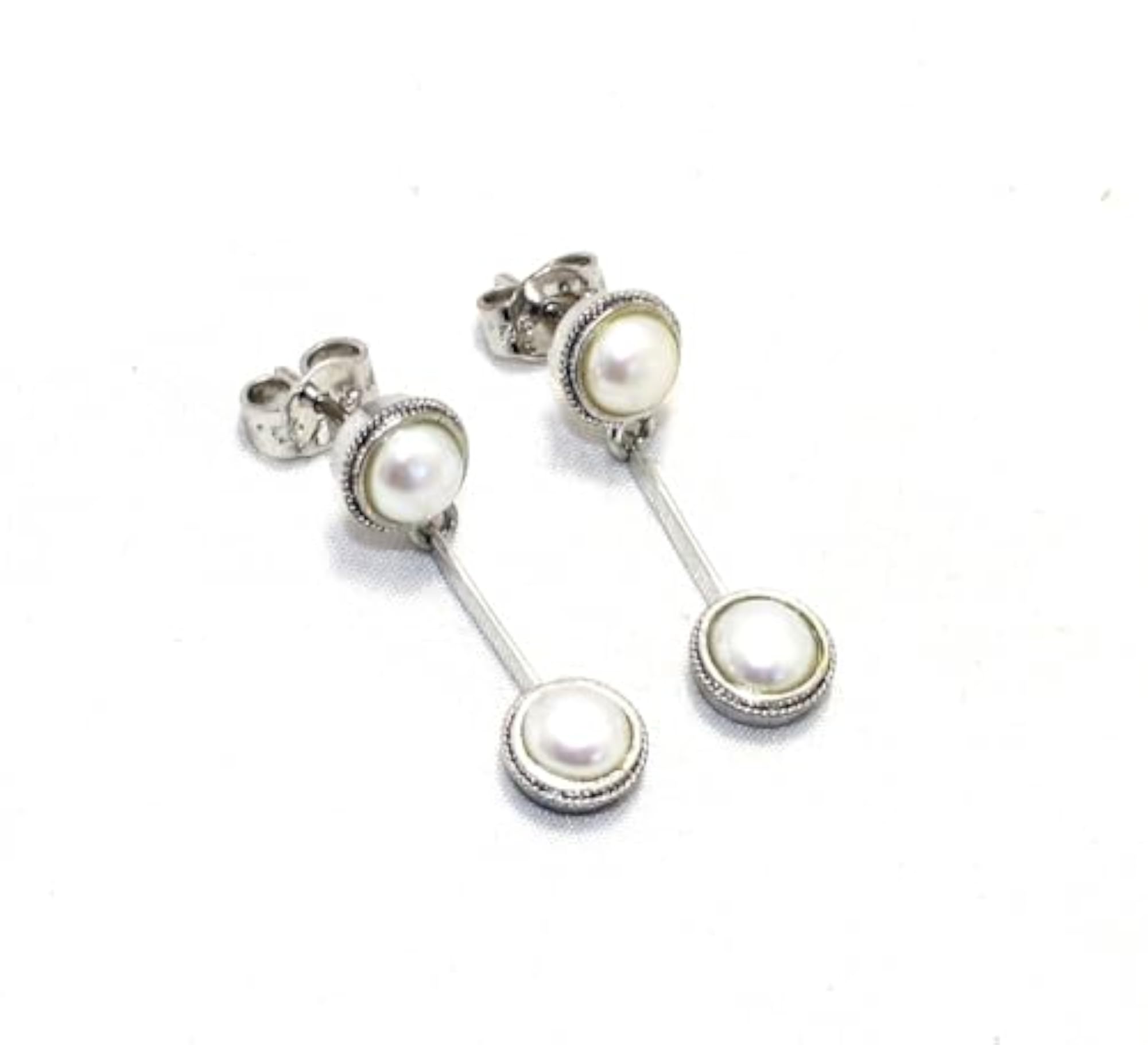 Women's 925 Sterling Silver Dangle Earrings with Natural Freshwater Pearl