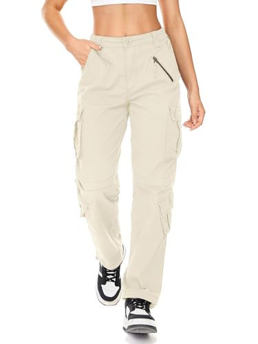 Womens Cargo Army Combat Work Pants with 8 Pockets Casual Cotton Ripstop Construction Pants