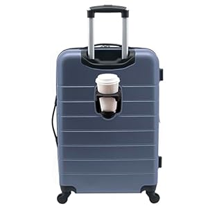 Wrangler Smart Luggage Set with Cup Holder and USB Port, Navy Blue, 20-Inch Carry-On