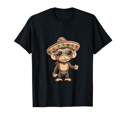 Lindo Mono Con Sombrero | Fiesta Vacaciones Camiseta