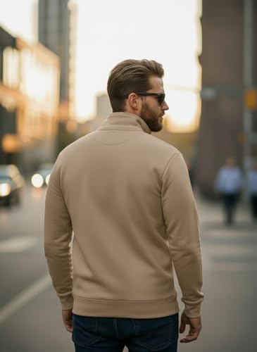 Image of Mack Jonney Men's Fleece Half-Zip High Neck Sweatshirt | Warm & Stylish Winter Wear -JM4380