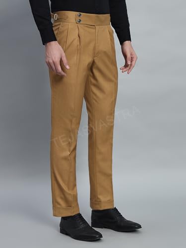 Image of FASHIONEMPIRE Men's Formal Trousers Front Pleated Double Button Gurkha Zion Pant Slim Fit | Stylish Formal Pant for Party and Casual Wear