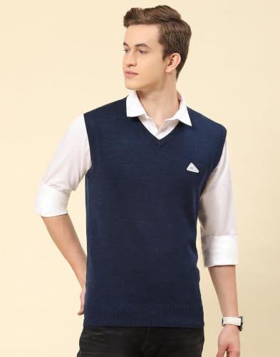 Image of Monte Carlo Men Regular Fit Sleeveless Solid V Neck Winter Sweater (Pack of 1)