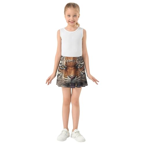 Toddler Tennis Skirts Fierce Tiger Glowing Print Fire Girls Skorts Athletic Shorts Cool Pink School 4t3