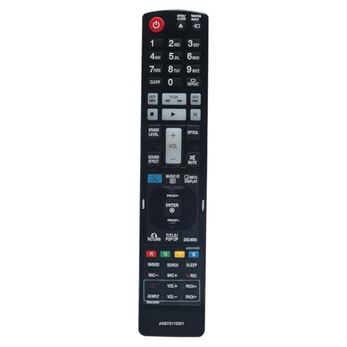 VINABTY AKB73115301 Télécommande de Remplacement Compatible avec LG Blu-Ray Player HR550S HR650 HR698DPBFRALLK HR550S.BDEULLK HRX550 HR558D HRX570 HR550 HR570 HR570S.BDEULLK HR550C HR590S.BDEULLK