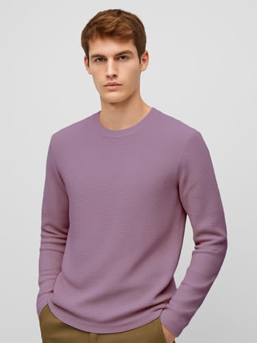 Image of Nobero Ottoman Texture Full Sleeve T-Shirt for Men | 240 GSM Regular fit Tshirt for Men | Casual Wear
