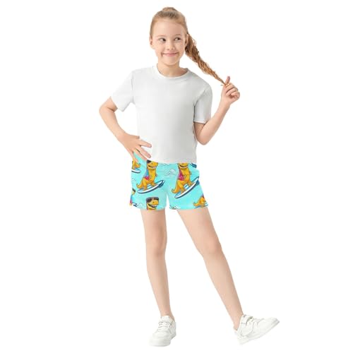 Cartoon Yellow Surfboard Blue Girls Lounge Shorts Cute Athletic Summer Patterned Pajama Youth Kids Clothes, X-Small2