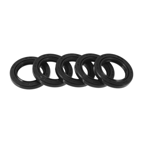 TUCKBOLD Universal Oil Seal TC Double Lip W Steel Spring Seal Ring Rotary Shaft Seal 17x25x4mm High Pressure NBR Rubber Black 5 Pcs