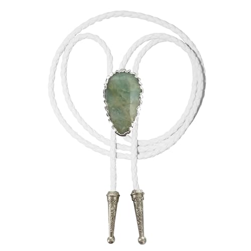 Image of Daisy Del Sol Bolo Tie Turquoise Stone Braided Vegan Faux Leather Silver Tips Handmade Necklace Adjustable Boho Western Jewelry