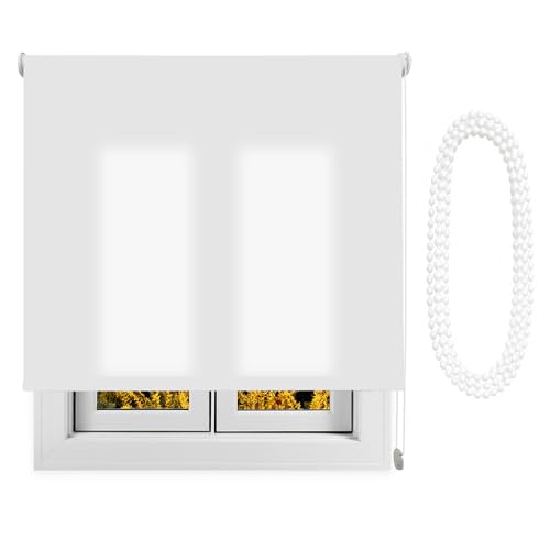 Estor Enrollable Translúcido Elite Luz y Privacidad con Cadena de Repuesto Contactaremos para ajustarlo a tu Medida Medidas Ancho x Alto.Color Blanco. Medida 66cm x 260cm