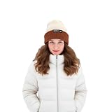 Gorro de malha de inverno, gorro de nylon acrílico com punho quente para homens e mulheres, chapéu térmico para clima frio ao ar livre para uso diário em viagens, Mica Caramel, Tamanho Único