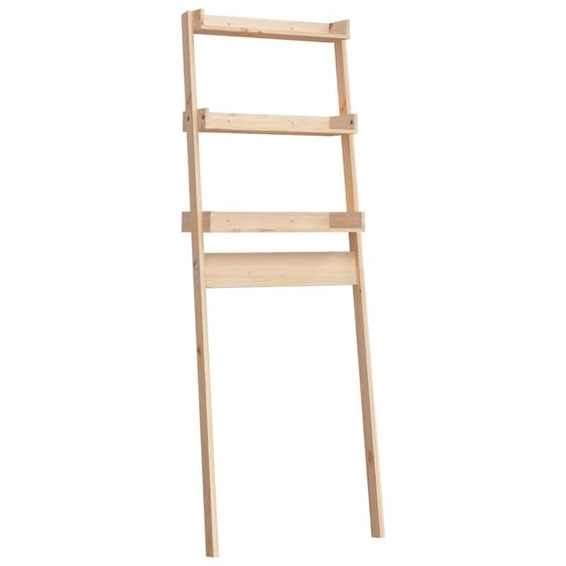 Estantería para inodoro de madera maciza de pino, estantería de baño con 4 compartimentos para accesorios de baño y toallas, ahorra espacio y elegante para baños pequeños (63,5 x 32 x 179 cm)