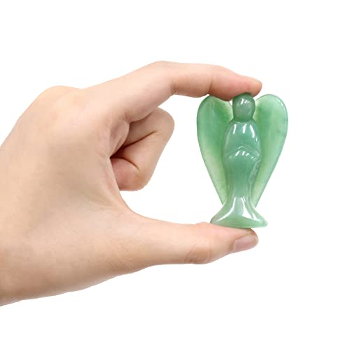 Goplemo Crystal Angel Figurines Green Aventurine Angel Crystal Natural Stones Carved Sculpture Statues Guardian Angel Ornament Home Office Decoration Healing Crystal Stones 2 Inches #TOP3