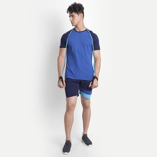 Image of AM SWAN Mens Premium Cotton Colourblocked Printed Stylish Comfort Knee Length Shorts