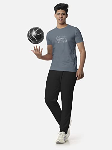 Image of BULLMER Black Trendy Typographic Printed Round Neck Half Sleeve Tshirt for Men
