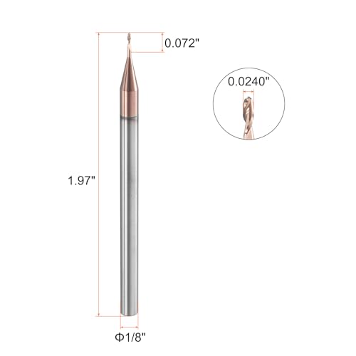 Image of HARFINGTON Ball Nose End Mill 2 Flute 0.0240 inch Diameter 1 /8 inch Shank Tungsten Carbide Uncoated Spiral CNC Router Bits 0.072 inch Cutting Length Single End Ball for Carving Engraving Grinding