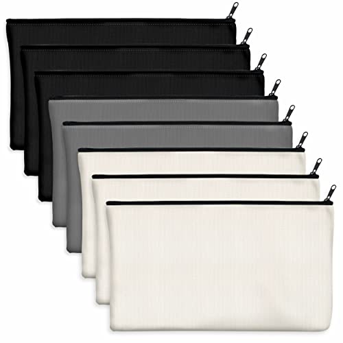 8 bolsas de lona de algodón con cremallera en blanco...