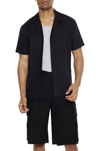 Chemise col cubain Forever 21 en lin mélangé pour homme beige