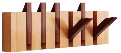 Tlongxia Wall Mounted Coat RackHooks Piano Key Hangers Natural Solid Wood Hanger Non-Woven Fabric Clothes Hangers for Closet, Kitchen, Bedroom, Bathroom, Entryway (Walnut-Beech, 6 Hooks) by Tlongxia - Used condition - US$61.78