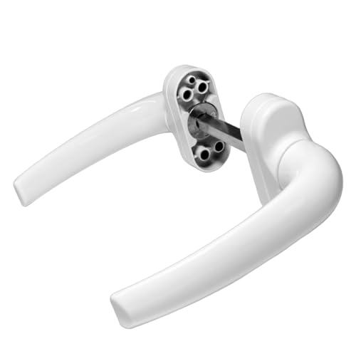 Sivenci - Juego de Manillas de Aluminio Para Puertas | Manilla de Roseta | Escudo Ovalado | Con Embellecedor | Cuadradillo de 8 mm | Manivela reversible ambidiestra | Lacado Blanco