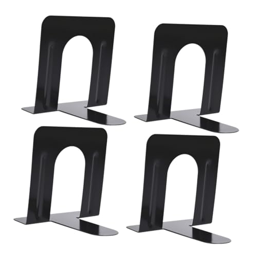 GARIOUANS 2 Pares Sujetalibros Metálico Negro con Base Antideslizante para Oficina Escuela y Biblioteca Soporte Estable para Libros y Revistas