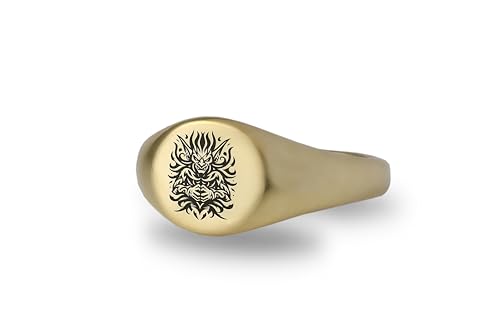 Bague Gobelin en or gravée style chevalière unisexe fantaisie