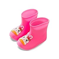 Kids Wellies Unisex Toddler Rain Boots Waterproof Anti-Slip Lightweight Outdoor Garden Beach Water Shoes with Cute 3D Duck Frog Dinosaur Cartoon Print for Boys Girls Yelow Pink Blue White Black 140 xl