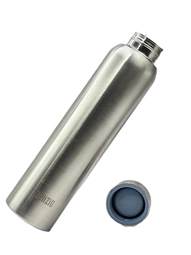 Image of KEMP DELIZIO Edition Stainless Steel Fridge Water Bottle 1000 ML | 1 L | Single Walled | Office | Gym | Travelling | Leak Proof LID | ECO Friendly | BPA Free | for Adult, Kids (Solo-2 Pack)