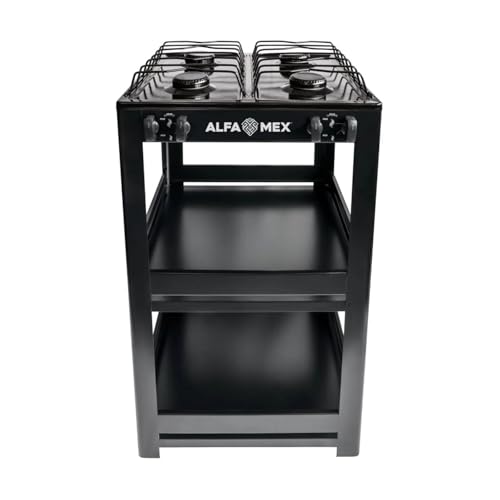 Consejos para Comprar Estufa Acero Inoxidable 4 Quemadores los preferidos por los clientes. 50 Parrilla de Gas con Anaquel Alfa Mex, 4 Quemadores, Color Negro, Modelo 411-4-NEGRO