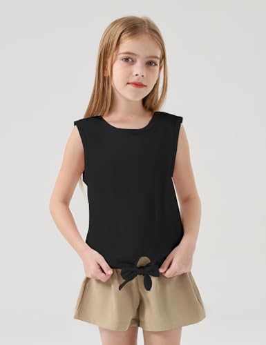 Image of Girls Crop Tops Summer Tie Knot T Shirt Short Sleeve Shirts Tee Tank Top Size 5-14 Years