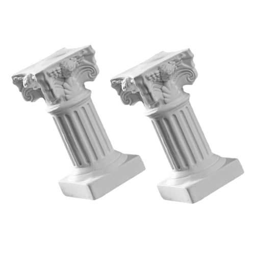 Bougeoir colonne romaine stable en résine blanche pour sécuriser vos bougies de table | x2
