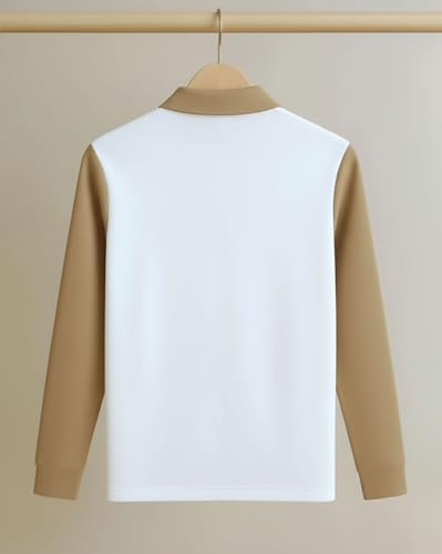 Image of Mens Stylish Half Zipper Collared Neck Tshirt, Casual Texture T-Shirt for Men, Formal Full Sleeves T-Shirt for Boys, Texture Tshirs for Boy