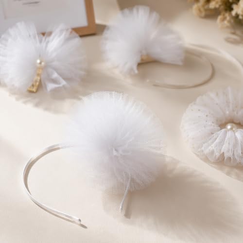 Image of White Tulle Fabric Ribbon 6 Inch by 25 Yards Rolls Fabric Spool Tulle for Gift Wrapping Wedding Decorations Craft Supplies DIY Tutu Skirt Baby Shower Birthday Party