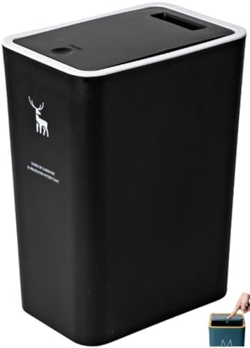 Poixmoc ゴミ箱 ふた付き 15L 分別 キッチン オフィス 洗面所 スリム ダストボックス バッグ隠し グレイ (15L,ブ