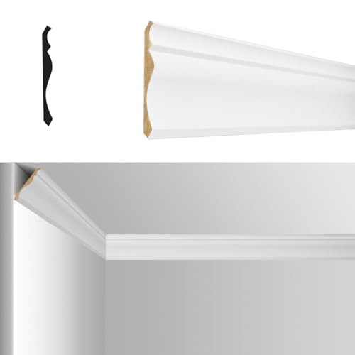 Art3d 4 Pack Ceiling Crown Molding Trim, 8 ft Each for Home or Commercial Ceiling and Wall Transitions Use(Covering 32ft), White