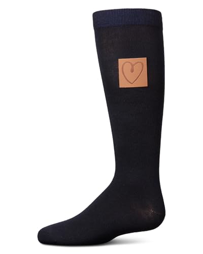 MeMoi Girl's Cork Heart Patch Tab Knee High Socks2