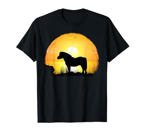 Sunset Horse Breed Silhouette - Shetland Pony T-Shirt