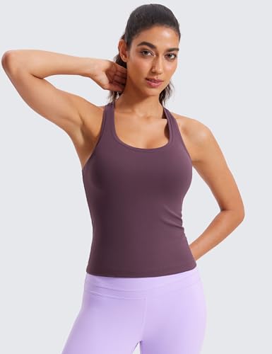 Image of CRZ YOGA Butterluxe Racerback Tank Waist Length | Yoga, Extremely Soft, Tight Fit, Scoop Neck, Sleeveless Tops for Women