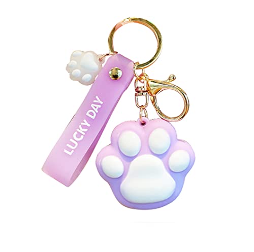 JMAHM Porte-clés en caoutchouc souple en forme de griffe de chat - Peut être utilisé pour un sac à dos, un pendentif de téléphone portable - Empêche la perte de clé, violet Cover