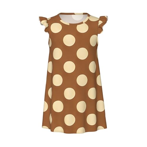 Augenstern Flutter Sleeve Nightgown Pajama Gown Brown Polka Dot Easy Pull-On Sleepwear Nightdress