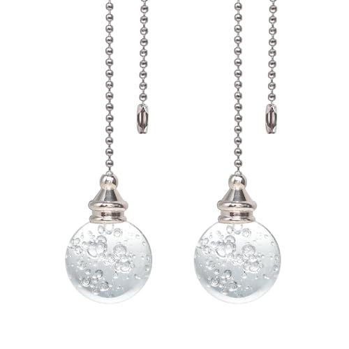 Image of 2pcs Clear Crystal Ceiling Fan Pull Chain Crystal Bubble Ball 30mm Dazzling Pull Chain Extension with Connector for Ceiling Light Fan