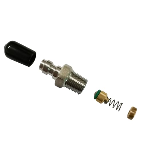 8mm Fill Nipple Male Quick Disconnect Valve with One Way Foster Stainless Steel for Paintball Airsoft PCP Diving Mountaineering (1/8NPT Thread)