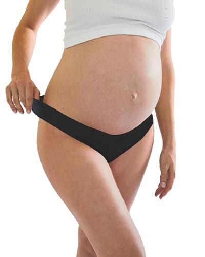 Bonks Nahtlose Umstandsunterwäsche Tanga – flexibel und dehnbar, um sich an Körperveränderungen anzupassen – vorgewaschene Notfallhöschen, Black Magic (1 Pack), Einheitsgröße