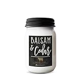 Milkhouse Candle Company Balsam & Cedar Soy Candle - Fresh Balsam | Soft Cedar | Red Apple -13 oz Mason Jar with Lid, 65+ Hour Burn Time, Made in the USA
