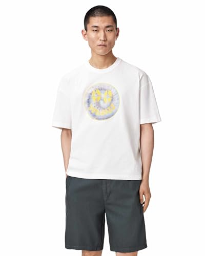T-Shirt Graphique All Saints Spun Out SS Crew Homme Blanc Craie XS Manches Courtes Col Rond