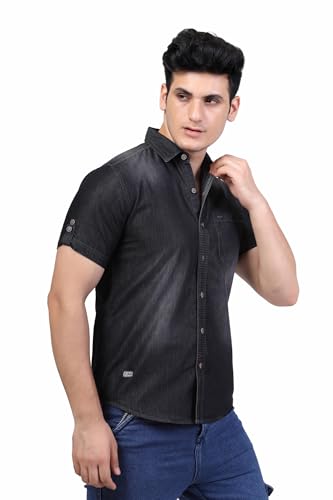 Image of Men's Denim Casual Shirts for Men | Half Sleeve Shirt | Regular Fit