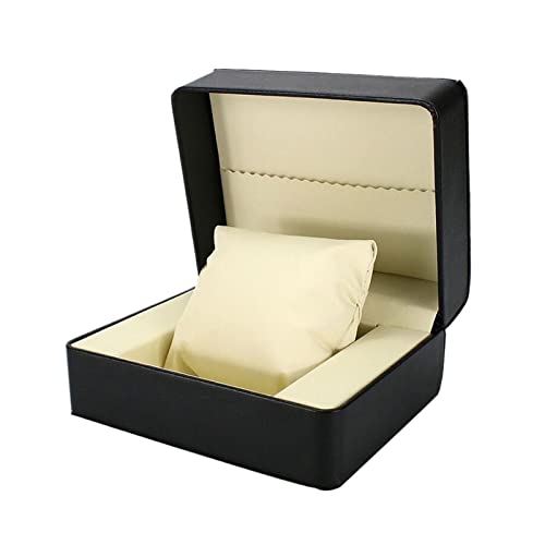 Spacmirrors Herren-/Damen-Uhren-Organizer Einzelne Uhrenbox Schwarzes Leder Uhrenbox Schmuck Aufbewahrungsbox Ständer für Uhr Heimdekoration Uhrenbox Display Box Uhrenbox Cover