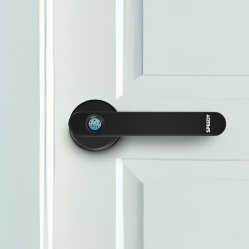 Image of Speedy Smart Bluetooth Door Lock for Wooden Doors | Fingerprint, App and Key Access | Fits 35-50mm Doors | 2 Year Warranty | Black