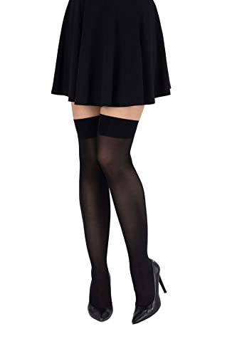 looksy Bas montants au-dessus du genou pour femme, hauts jusqu'au genou, longs, couleur unie, uniforme scolaire, cosplay, 60 deniers, noir, Taille unique