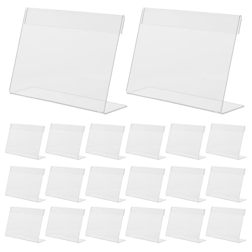 Porte-étiquettes en acrylique transparent en L pour affichage de prix en commerce, lot de 20